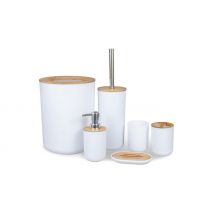 4-6 Piece Bamboo Matching Bathroom Accessories Set - 3 Colours