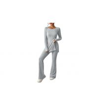Ribbed Long Sleeve Top & Flares Co-ord Outfit - 5 Colours & 6 Sizes