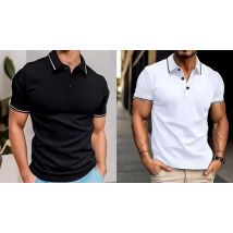 3-Pack Men's Solid Colour Polo Shirts - 2 Sets & 6 Sizes