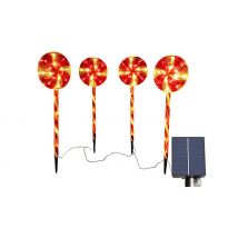 4 x Solar-Powered Candy Cane Stake Lights