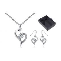 Heart Shaped Necklace & Earrings Set - With Gift Box & Card!
