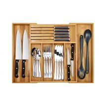 Extendable Bamboo Wooden Cutlery Tray Organiser Holder