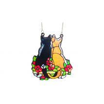 Cat Couple Stained Glass Painted Window Ornament