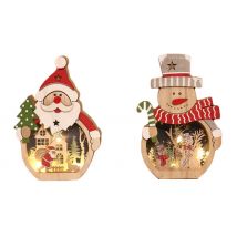Christmas Scene LED Light-Up Wooden Ornament - 2 Designs