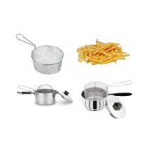 3-Piece 20CM Stainless Steel Chip Pan Fryer Pot with Lid & Basket