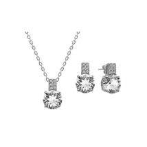 Classic Simulated Crystal Pendant & Earring Set - 2 Colours