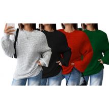Women's Loose-Fit Ribbed Knit Sweater - 4 Colours, 4 Sizes!