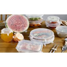 6 or 12-Pack of Reusable Silicone Storage Lids - 2 Designs