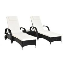 Outsunny 3-Piece Lounge Chair & Side Table Set