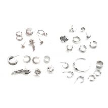 Bohemian Style Silver Earrings & Ear Cuffs Set - 4 Designs