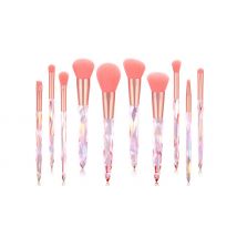10 Crystal-Style Makeup Brushes Set - 4 Colours