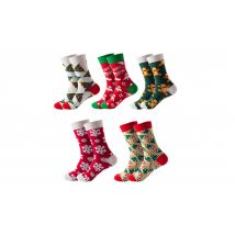 Pair of Christmas Print Cotton Long Socks - 5 Designs