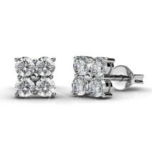 Sweet Square Stud Earrings Gift Set - Encrusted with Crystals From Swarovski!