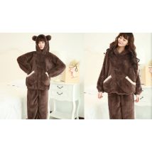 Warm Faux-Fur Fluffy Winter Bear Pyjama Set - 2 Colours & 4 Sizes