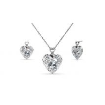 1, 2 or 3-Pack Clear Heart Pendant & Earrings Set - 3 Colours