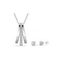 Simulated Crystal Earrings & Necklace Set - 2 Colours