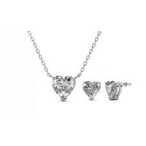 1 or 2-Pack Sienna Heart Pendant & Earrings Set - 2 Colours