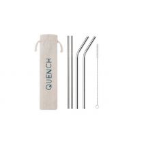 4 or 10-Pack of Stainless Steel Straws With Storage Pouch & Brush