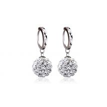 Silver Sterling Earrings with Shiny Ball Gem