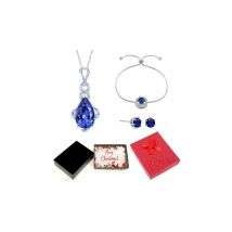 Blue Simulated Sapphire Jewellery Set - with Christmas Gift Box!