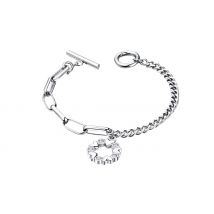 Heart Charm Chain Bracelet - Encrusted with Crystals from Swarovski