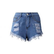 High Waist Fringed Jeans Shorts - 5 Sizes