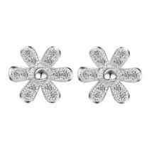 Flower Crystal & Faux Pearl Drop Earrings