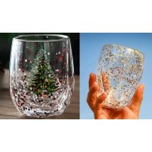 Double-Wall Festive-Themed Glass Cup - 2 Designs