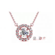 Mia Grace Halo Pendant & Earrings Set made with Crystals from Swarovski - 2 Colours