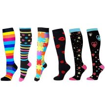 6-Pairs of Women's Compression Socks - 2 Sizes