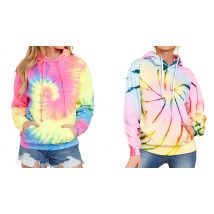 Women's Tie-Dye Pattern Hooded Jumper - 6 Colours & 5 Sizes