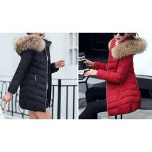 Women's Hooded Winter Coat with Fur Collar - 4 Sizes & 3 Colours