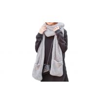 3-in-1 Fleece Hooded Scarf with Gloves - 4 Colours