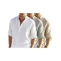 Men's Linen Long Sleeve T-Shirt - 6 Colours & 6 Sizes