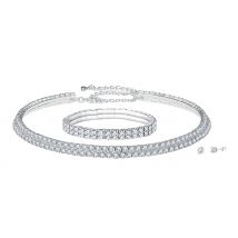 3-Piece Double Row Jewellery Gift Set - Encrusted with Crystals From Swarovski!