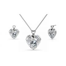 Clear Heart Necklace & Earrings Set - 3 Colours, 2 Gift Set Options