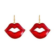 Vintage-Style Red Lips Dangle Earrings - 1 or 2 Pairs