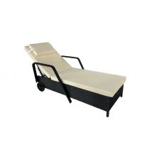 Galvanised Steel & Rattan Lounger with Wheels