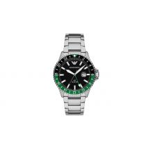 Men's Emporio Armani Diver Black & Green GMT Watch - AR11589