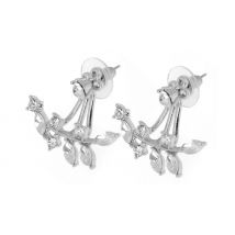 Double Drop Crystal Leaf Earrings