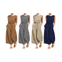 Women’s High Waist Sleeveless Wide Leg Jumpsuit - 8 Colours, 7 Sizes