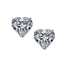 Silver Colour Crystal Heart Earrings