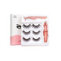 4 x Pairs of Magnetic Eyelashes With 2 Eyeliners & Tweezers - 7 Designs