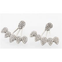 Crystal Cluster Leaf Double Drop Earrings - Gold or White Gold Plated