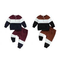 Baby Contrast-Colour Long-Sleeve Top & Trouser Set - 2 Colours, 5 Sizes