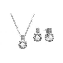 Classic Crystal 18K Plated Pendant and Earring Set - 2 Colours