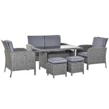 6-Piece Rattan Garden Sofa & Table Set