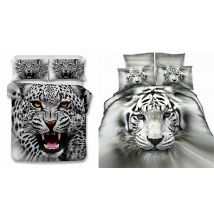 3D White Tiger or Snow Leopard Duvet Set  - 3 Sizes & Designs