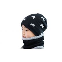 Kids' Star-Print Fleece Hat and Neck Warmer Set - 4 Colours