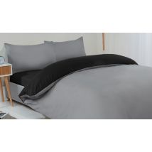Reversible Zip-Up Microfibre Duvet Set With Pillowcases - 3 Sizes & 7 Colours